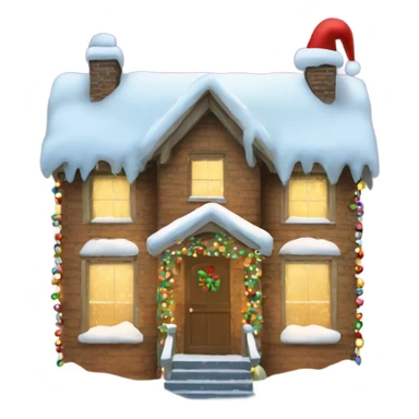 Christmas house wrapped in christmasmlights covered in snow sticker