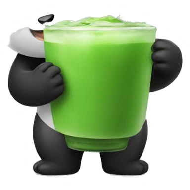 A Aestetic Emjo who is a Panda drinking Matcha sticker