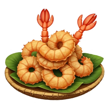 coconut shrimp, shrimp curled with crispy coconut breading, simple apple emoji style sticker