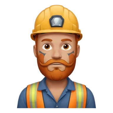 construction worker with beard, ginger haired and heavy face tattoos scary looking sticker