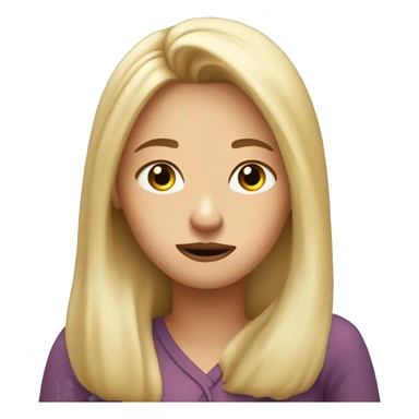 Woman with blond long hair, her hand held up under her chin, rolling her eyes impatiently looking annoyed  sticker