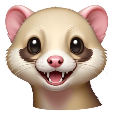 Cinematic Comical Ferret Portrait Emoji, Head tilted dramatically with an exaggeratedly shocked expression, featuring a slender, wiggly body and a distinct ferret head with a pointed snout and small ears, with wide, hilariously expressive eyes full of humorous disbelief, Simplified yet hilariously expressive features, highly detailed, glowing with a slightly sassy natural glow, high shine, dramatic yet playful, stylized with an air of quirky charm, soft glowing outline, capturing the essence of a meme-worthy ferret that looks ready to scamper into viral fame! sticker