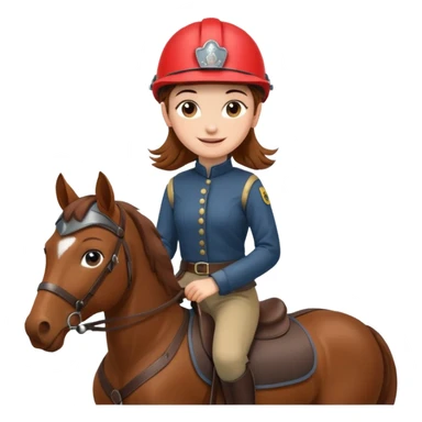 brown haired girl on a cheatnut hporse smiling' sticker