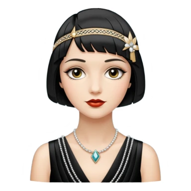 1920s woman, flapper style, short bob haircut, elegant dress, art deco influence sticker