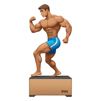 bodybuilder step onto plyo-box side-view sticker