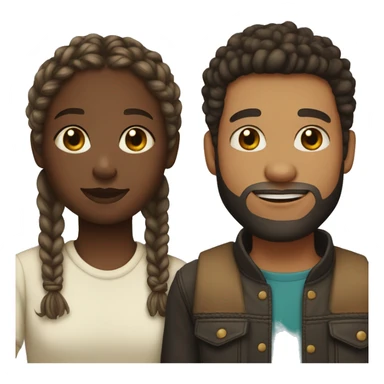 Couple ; black girl with braids and light skin boy with short curly hair and a short beard  sticker