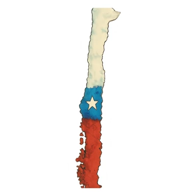 ghibli style Chile country map with flag colors sticker