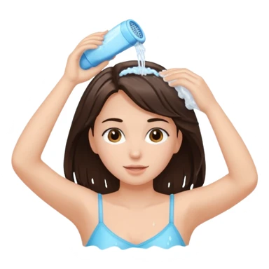 Beautifull brunette girl wash het hair sticker