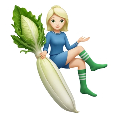  👩🏼 en chaussette, dans une endive géante, sticker
