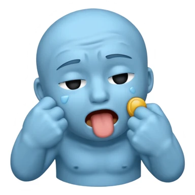 Crying emoji with fist covering mouth like he is saying “ooooh you so tuff boi” sticker