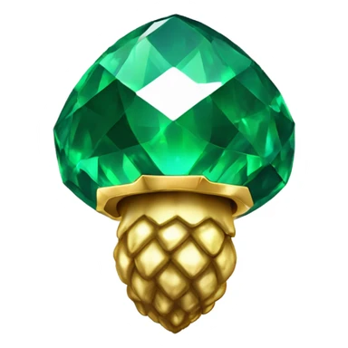 sparkling emerald Acorn like diamond with stem made of gold sticker