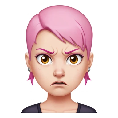 angry feminist with half bald head and half pink hair sticker
