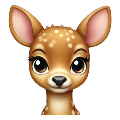 Cute baby deer with big eyes wearing a bow  sticker