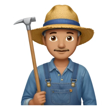 Farmer man – Straw hat, hoe on shoulder
 sticker