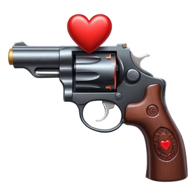 Black hand gun shooting a heart bullets out of the tip  sticker