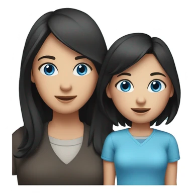 Mother with black hair and blue eyes, dad black hair and blue eyes and two daughters with brown hair and blue eyes sticker