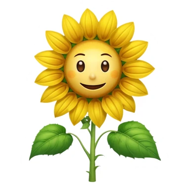 a sunflower from plants versus zombies, cartoony style with a face sticker