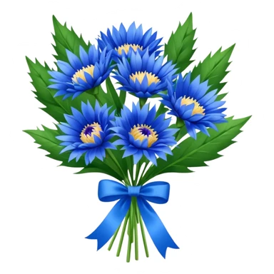 12 cornflowers bouquet decorated sticker