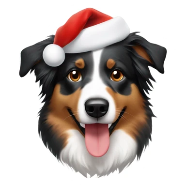 Australian Shepherd with a Christmas hat sticker