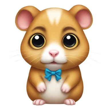  Sad big eyed hamster with bow on ear sticker