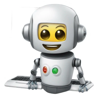 friendly happy robot on computer sticker