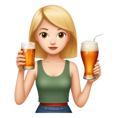 a young woman full length wathing series with a bottle of beer and tom yum  sticker