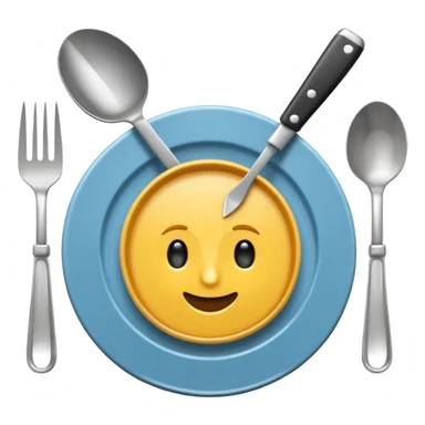 plato y cubiertos en una mesa sticker