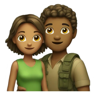 Boy girl in the jungle sticker