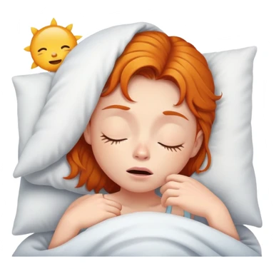 Ginger girl trying to wake up in early morning sticker