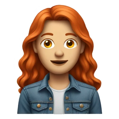 Long red haired adult with jeans and long sleeve shirt  sticker