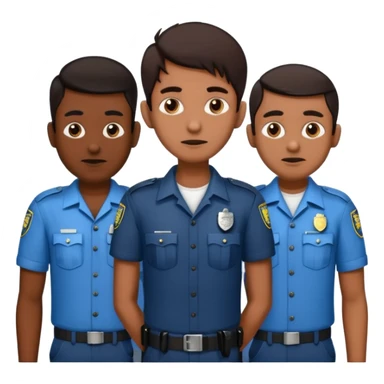 Make a dirty Indian with a short Afro that is curly hair getting arrested. Make the Indian skinny too. Give him a it support outfit not a police uniform sticker