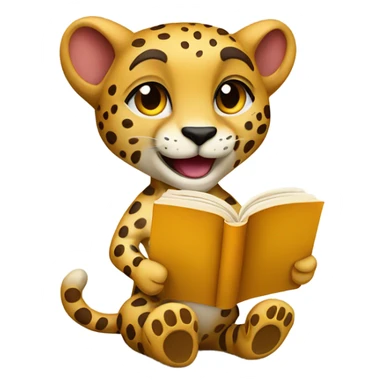 Happy Cheetah drinking tea and a book sticker