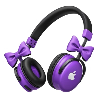 apple air max headphoness with bow on the right side black and purple  sticker