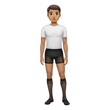 man wearing shorts and black sheer pantyhose sticker