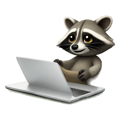raccoon works on a laptop in a hammock sticker