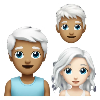 Boy with white hair and white skin and girl with blue eyes and white hair and white skin sticker