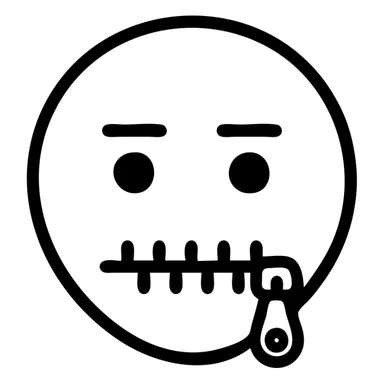 icon representing 'Prefer not to answer', neutral face with a zipper over the mouth, muted colors, minimal style sticker