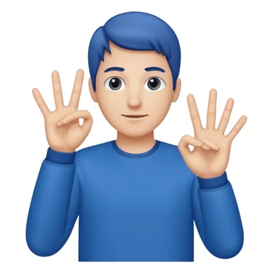 Man wearing all blue holding out four fingers with the back of his hand facing me sticker