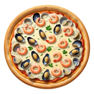 seafood pizza with shrimp, mussels, and clams sticker