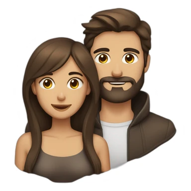 Femme brune et homme chauve avec une barbe brune sticker