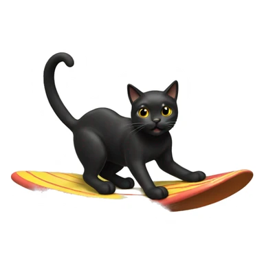 Black cat surfing sticker