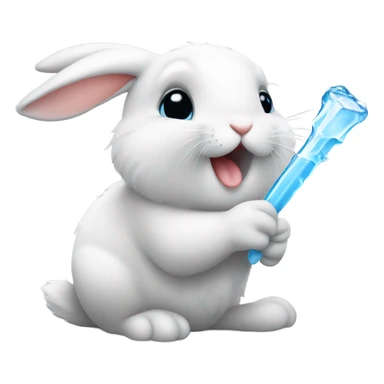 cute baby bunny licking icicle  sticker