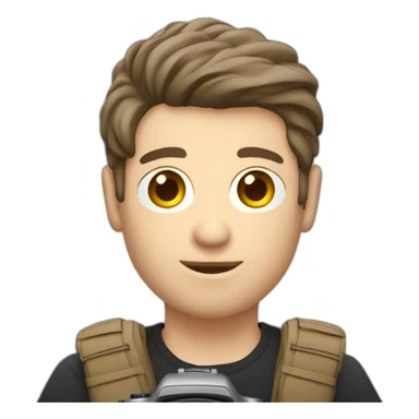 Male Photographer shaved Caucasian wavy hair brunette holding camera sticker