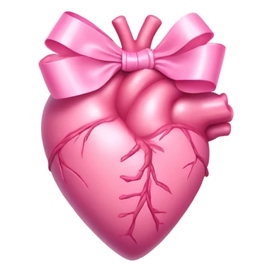 Pink anatomical heart pastel pink with pink bow on top sticker