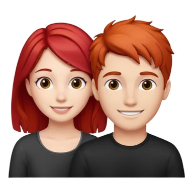 Red haired girl with black hair boy romance sticker