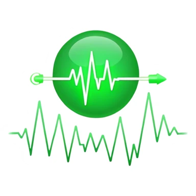 glowing green dot with ECG heartbeat line sticker