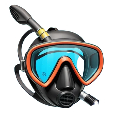 An icon featuring a close-up of a diving mask, snorkel, and fins floating on the surface of vibrant blue water. In the background, coral reefs and tropical fish create a lively underwater scene. Transparent background highlights the beauty and adventure of the diving experience. sticker