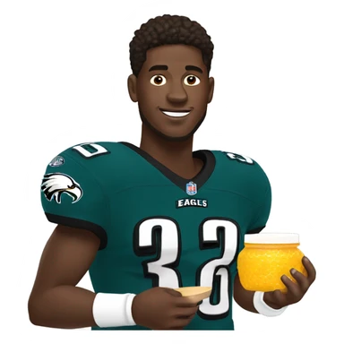 Eagles player AJ Brown holding a honey pot sticker