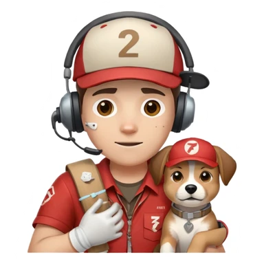 Team Fortress 2 Scout with red shirt, headset, baseball cap, dog tags, and bandages on hands sticker