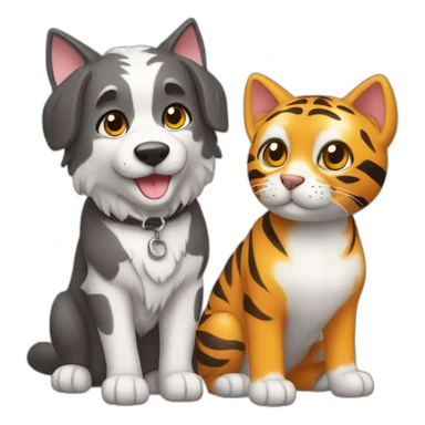 Chien border colis +chat blanc et chat tigré sticker